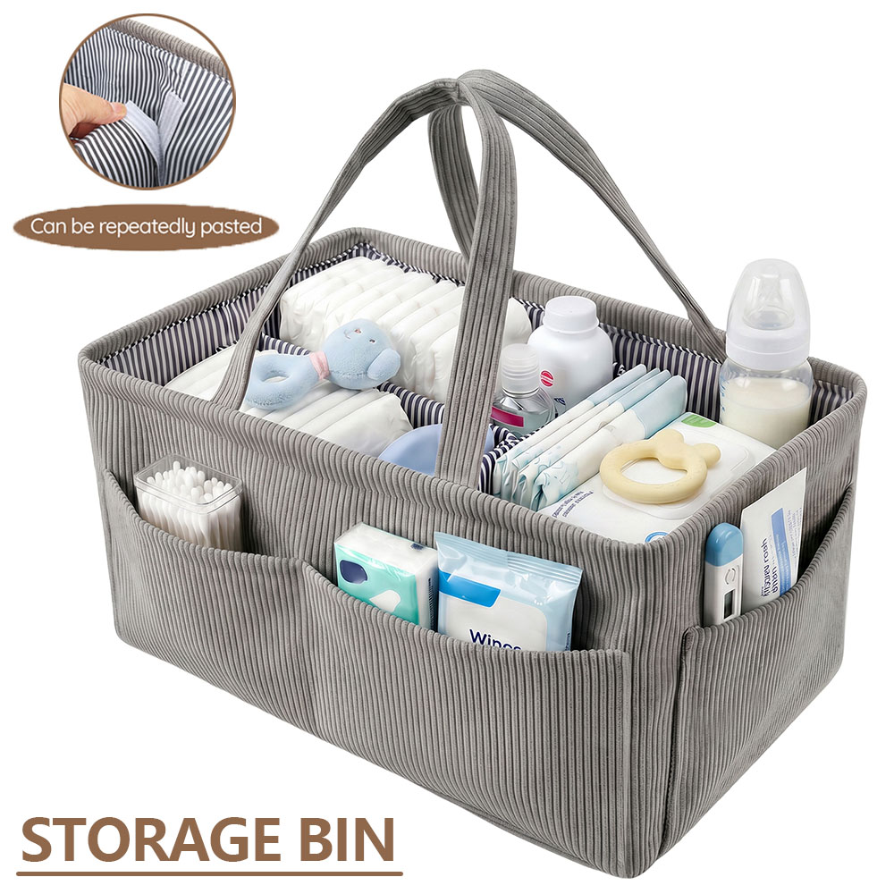 Baby Nursery Organization Ideas - Baby Nappy Caddy Organizer Foldable Corduroy