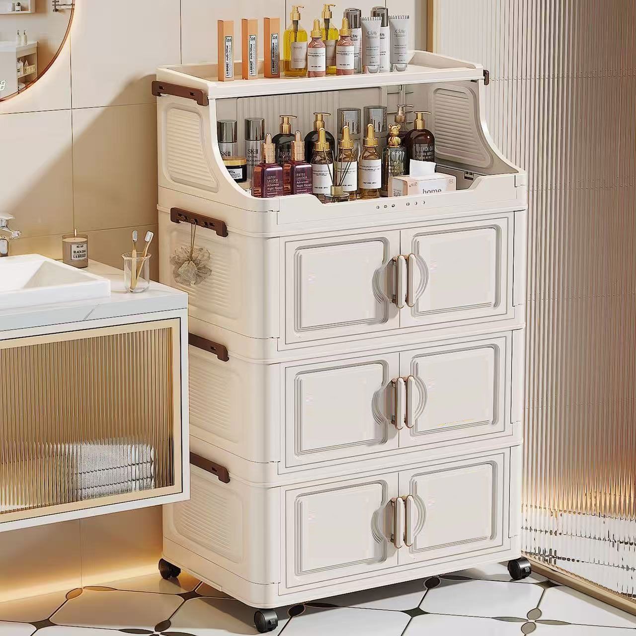 Baby Nursery Cart - Baby Feeding Station Storage Cart –