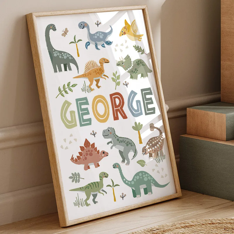 Baby Nursery Wall - Cute Dinosaur T-Rex Brachiosaurus Nursery Wall