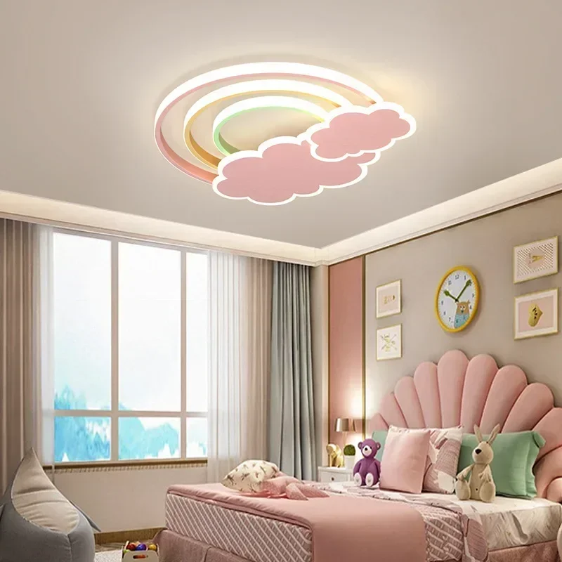 Baby Nursery Light Fixture - Modern Minimalist Rainbow Cloud LED Ceiling