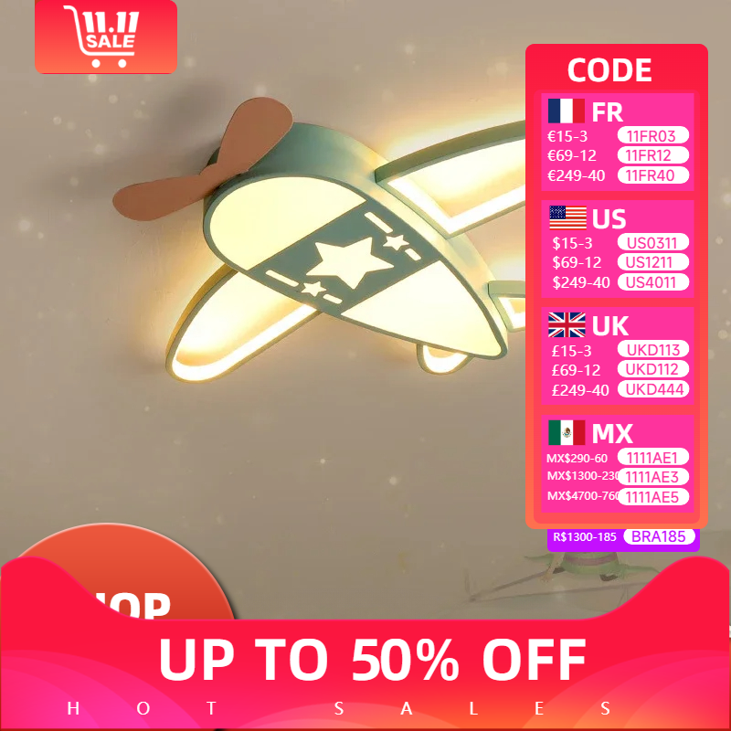 Baby Nursery Light Fixture - Modern Airplane Led Lights Children Cartoon