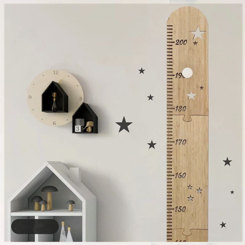 Baby Nursery Wall Mural - 5 Sheets Nordic Wooden Kids Height
