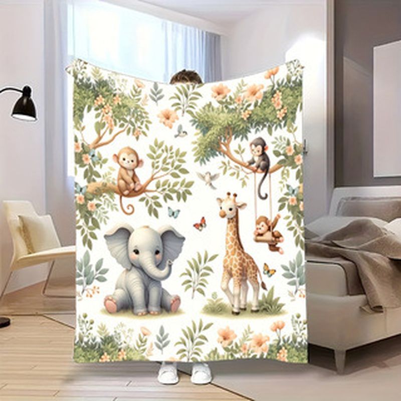 Baby Nursery Fabric - VIKAMA Watercolor Jungle Animal Baby Blanket
