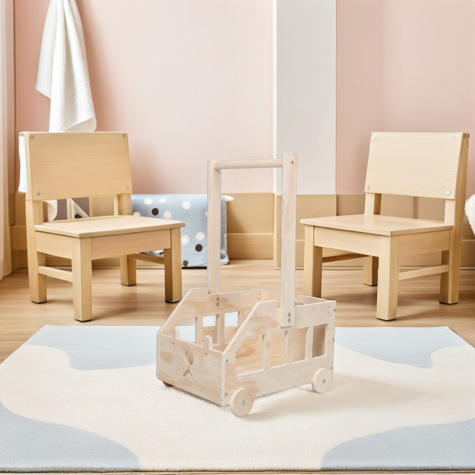 Baby Nursery Basket - Wooden Baby Shower Crate Closet with