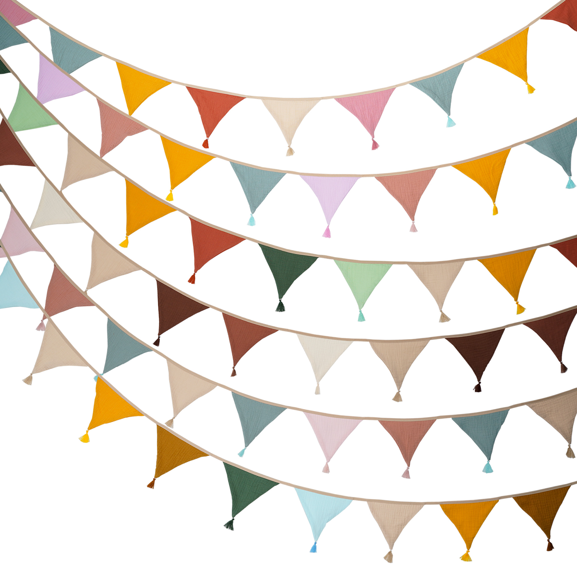 Baby Nursery Fabric - 2.6M/8.5FT Nursery Fabric Bunting 10 Triangle