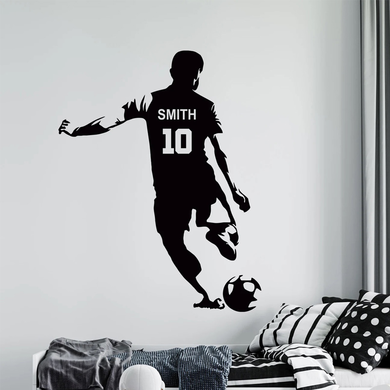 Baby Nursery Wall Mural - Personalized Soccer Player Name and Number