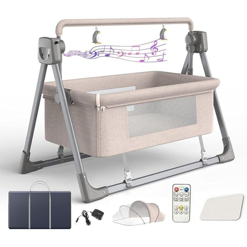 Bassinet Bedside Sleeper - Rocking Bassinet for Baby Automatic Bedside