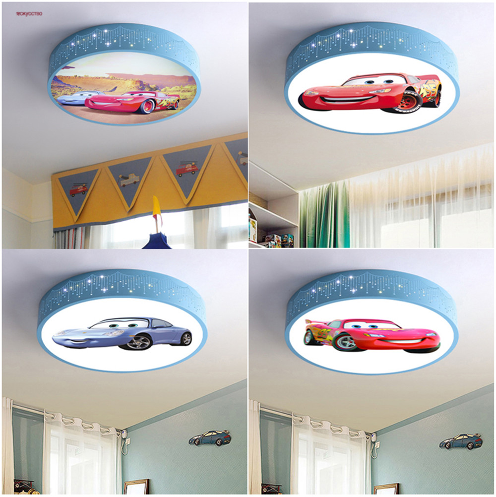 Baby Nursery Light Fixture - Cartoon Car Round Led Ceiling Lamp