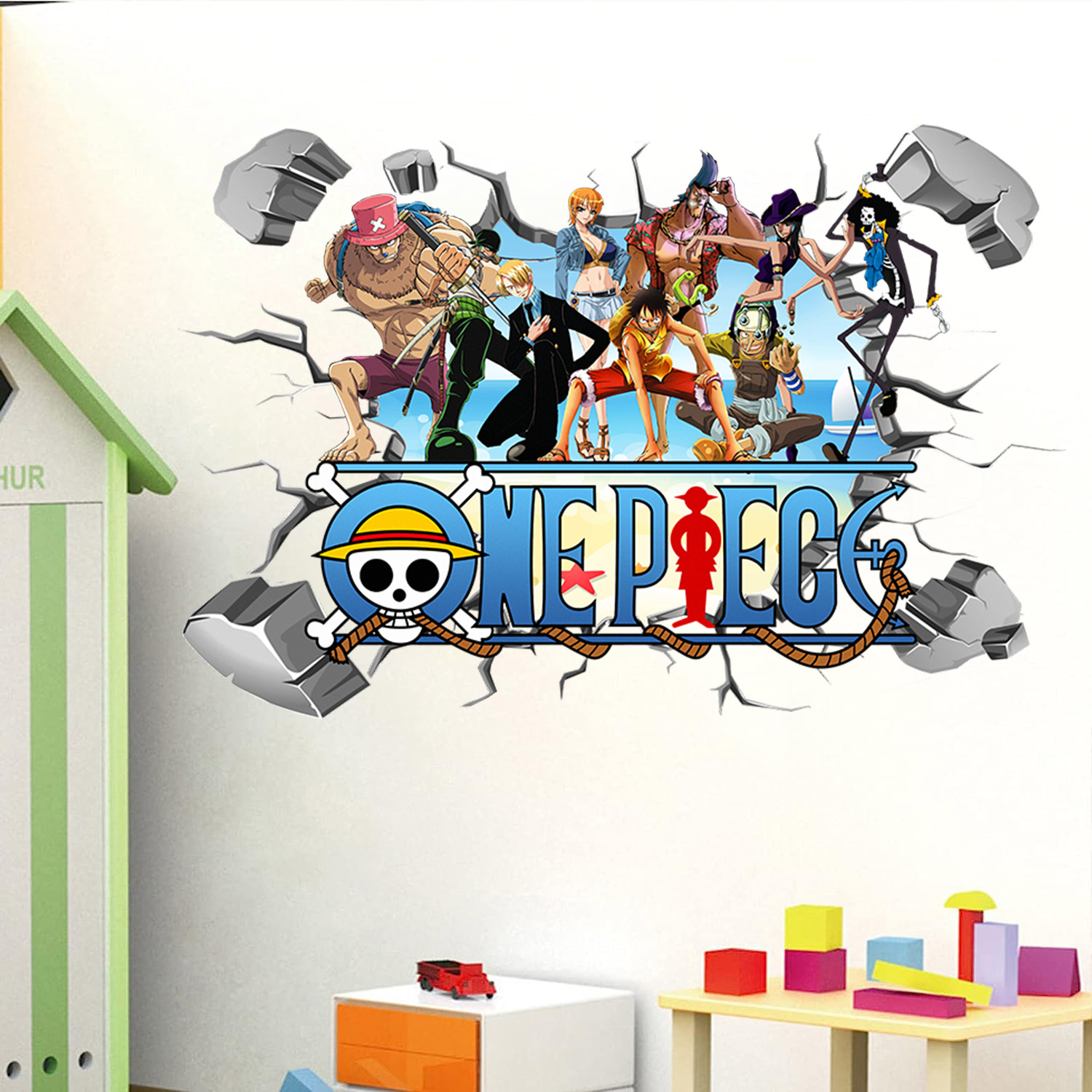 Baby Nursery Wall Mural - Cartoon One Piece Luffy 3D Wall