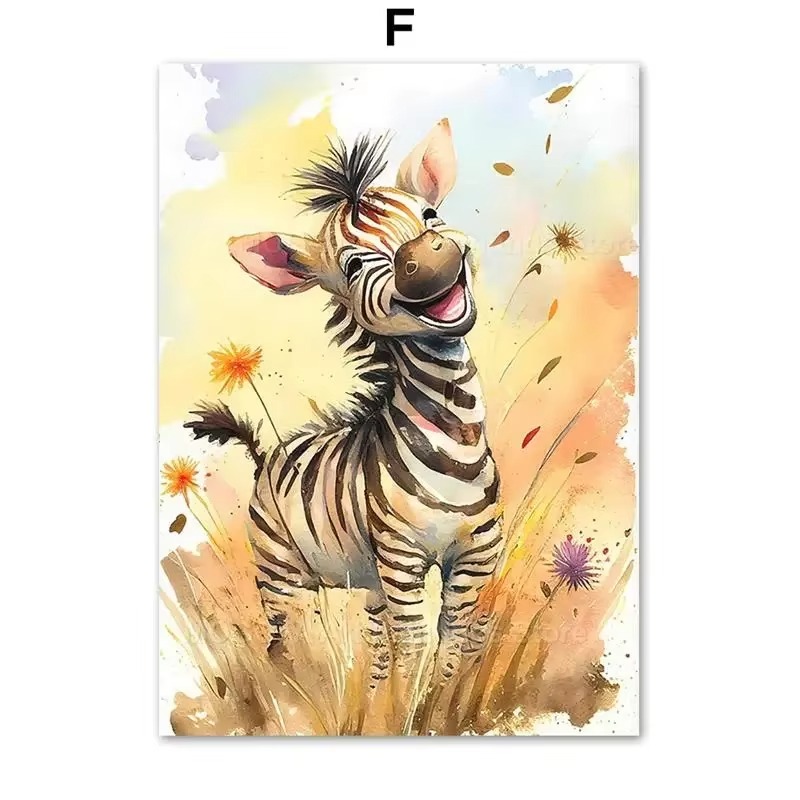 Baby Nursery Fabric - Watercolor Lion Giraffe Tiger Elephant Zebra