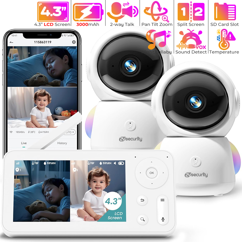 Baby Nursery Light - 2K Baby Monitor with 2 Cameras