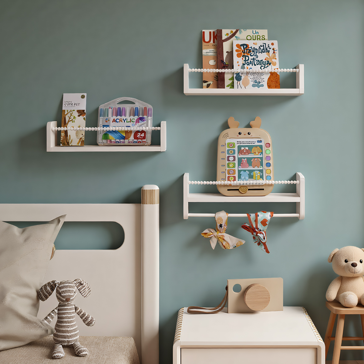 Baby Nursery Floating Shelves - Floating Nursery Book Shelves for Wall,
