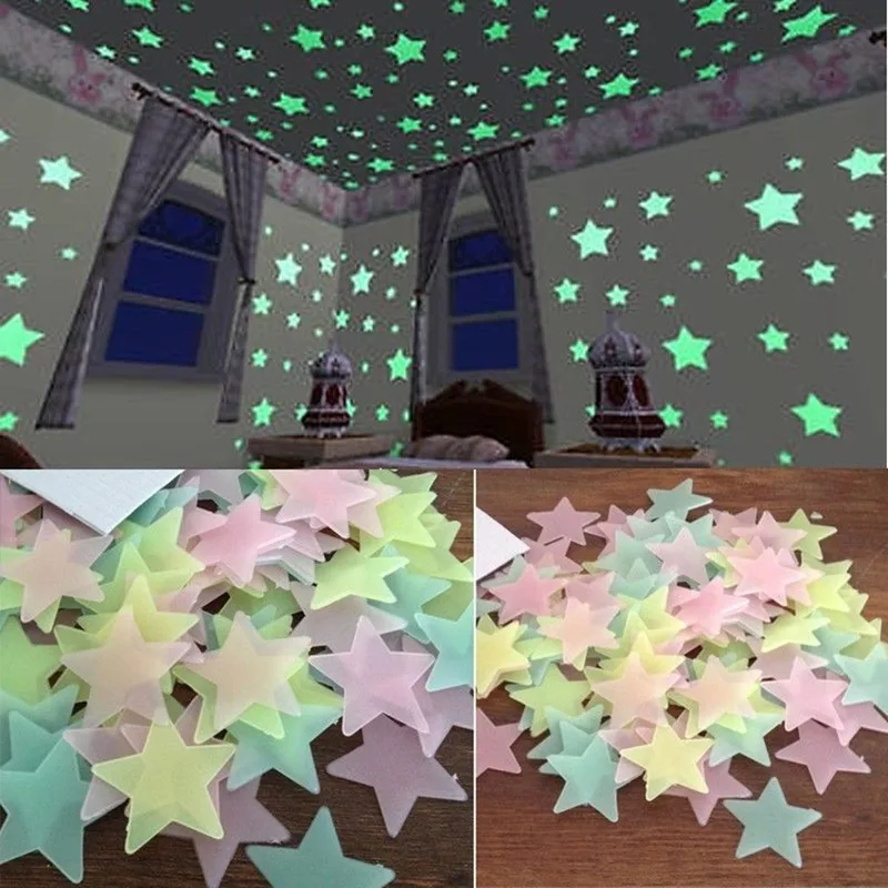 Baby Nursery Wall Mural - 100pcs Fluorescent Glow in the Dark