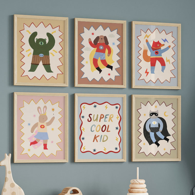 Baby Nursery Wall - Funny Cartoon Super Cool Kid Nursery