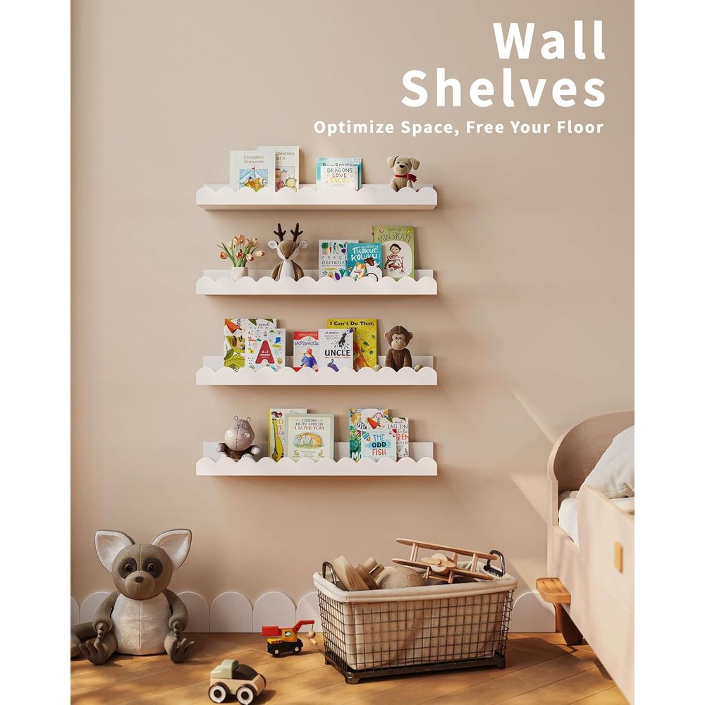 4-Pack White Floating Shelves, - Baby Nursery Floating Shelves ulasan dan harga