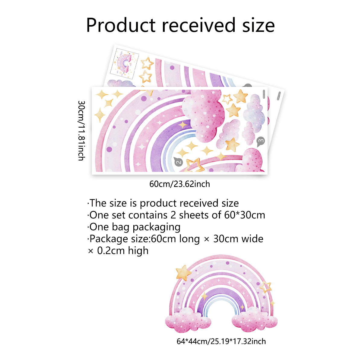 Colorful Rainbow Stars Cloud W - Baby Nursery Wall Mural ulasan dan harga