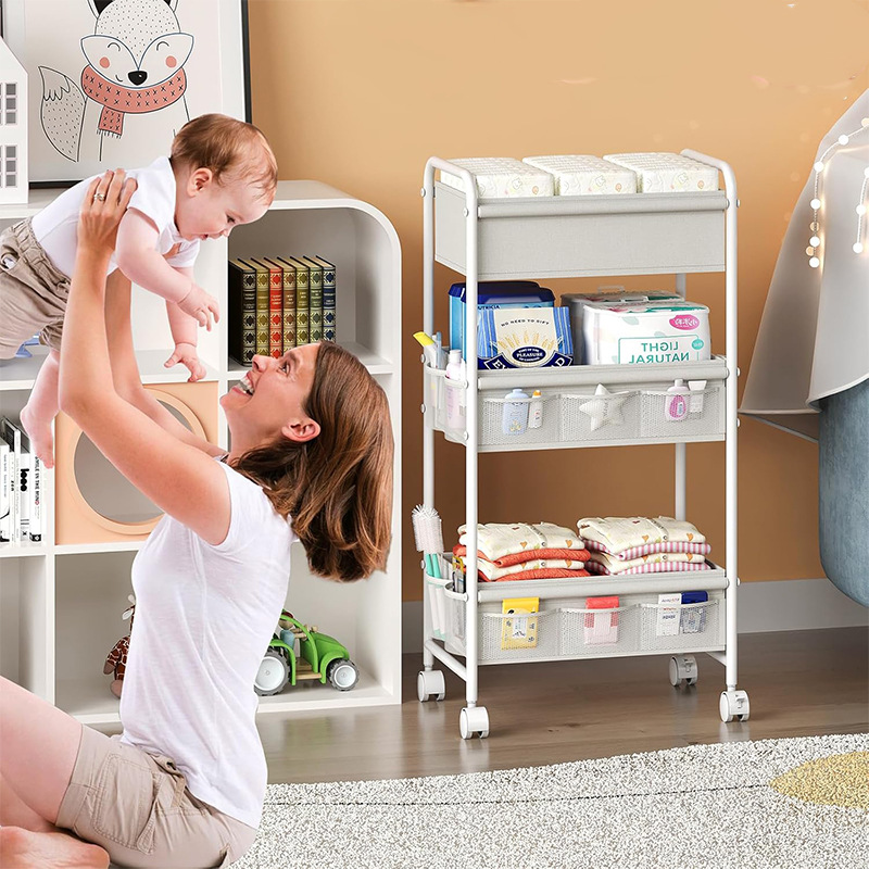 3-Tier Rolling Diaper Cart, Mu - Baby Nursery Cart ulasan dan harga