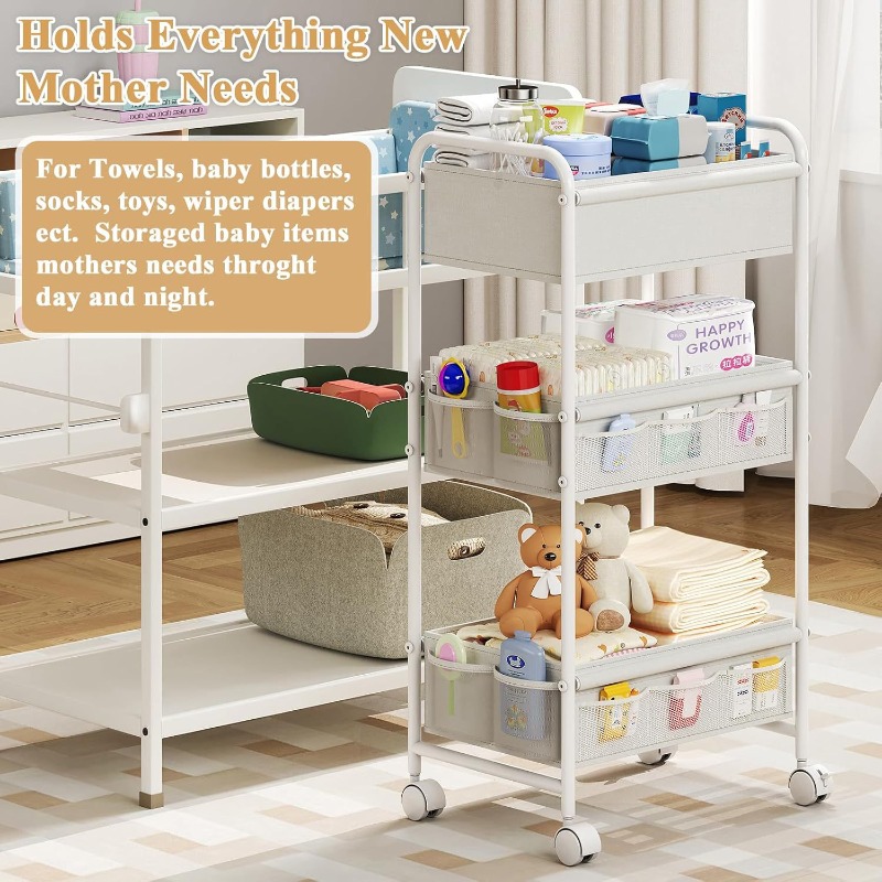 3-Tier Rolling Diaper Cart, Mu - Baby Nursery Cart ulasan dan harga
