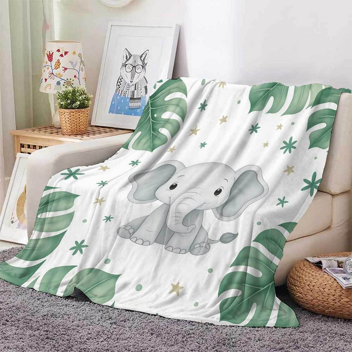 Cute Elephant and Monstera Lea - Baby Nursery Elephant Theme ulasan dan harga