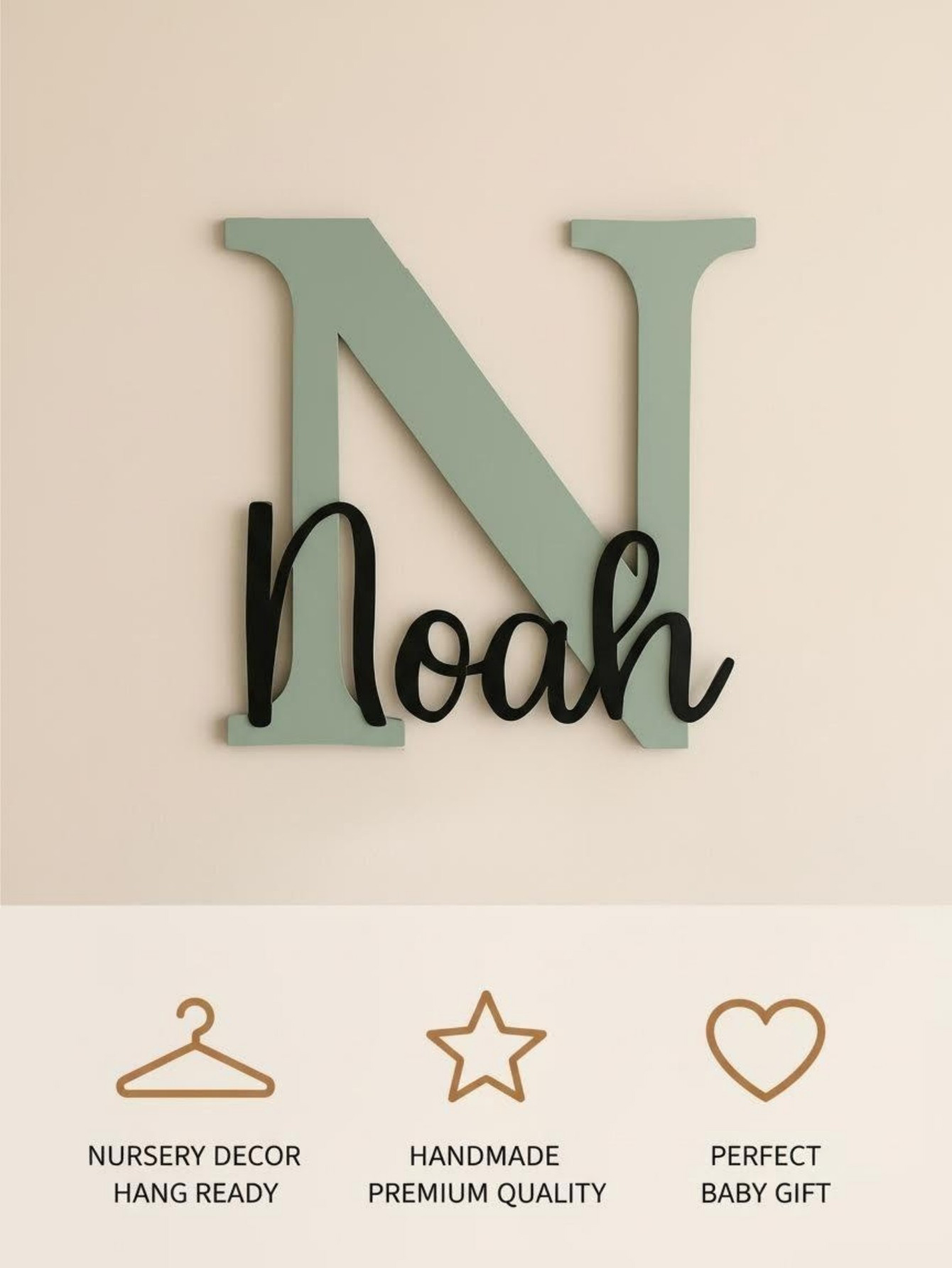 Custom Name Cloud Shaped Woode - Baby Nursery Wall ulasan dan harga