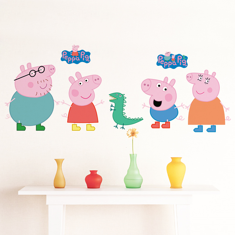Cartoon Peppa Pig Wall Sticker - Baby Nursery Wall Mural ulasan dan harga