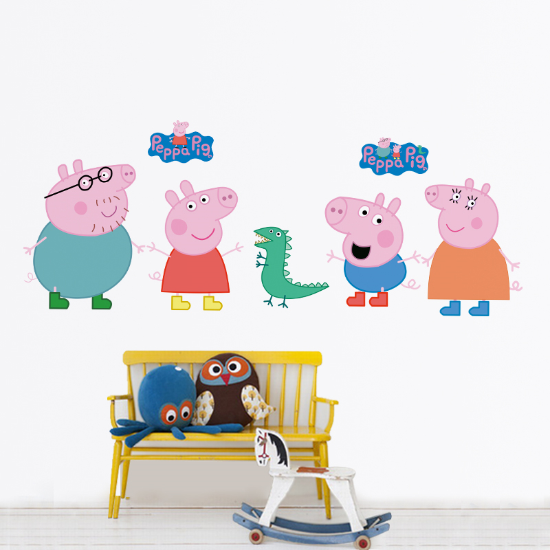 Cartoon Peppa Pig Wall Sticker - Baby Nursery Wall Mural ulasan dan harga