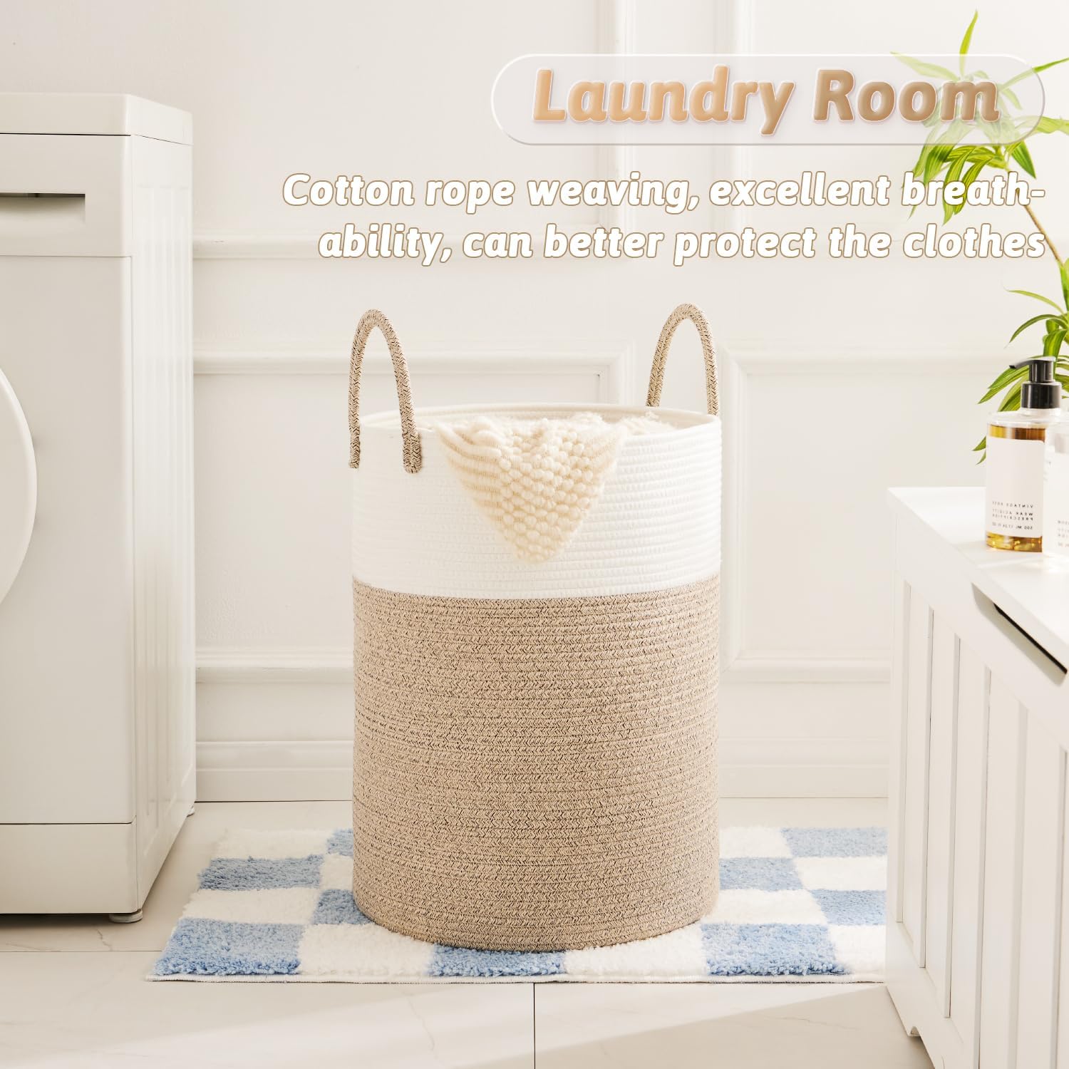 Laundry Basket,Woven Cotton Ro - Baby Nursery Basket ulasan dan harga
