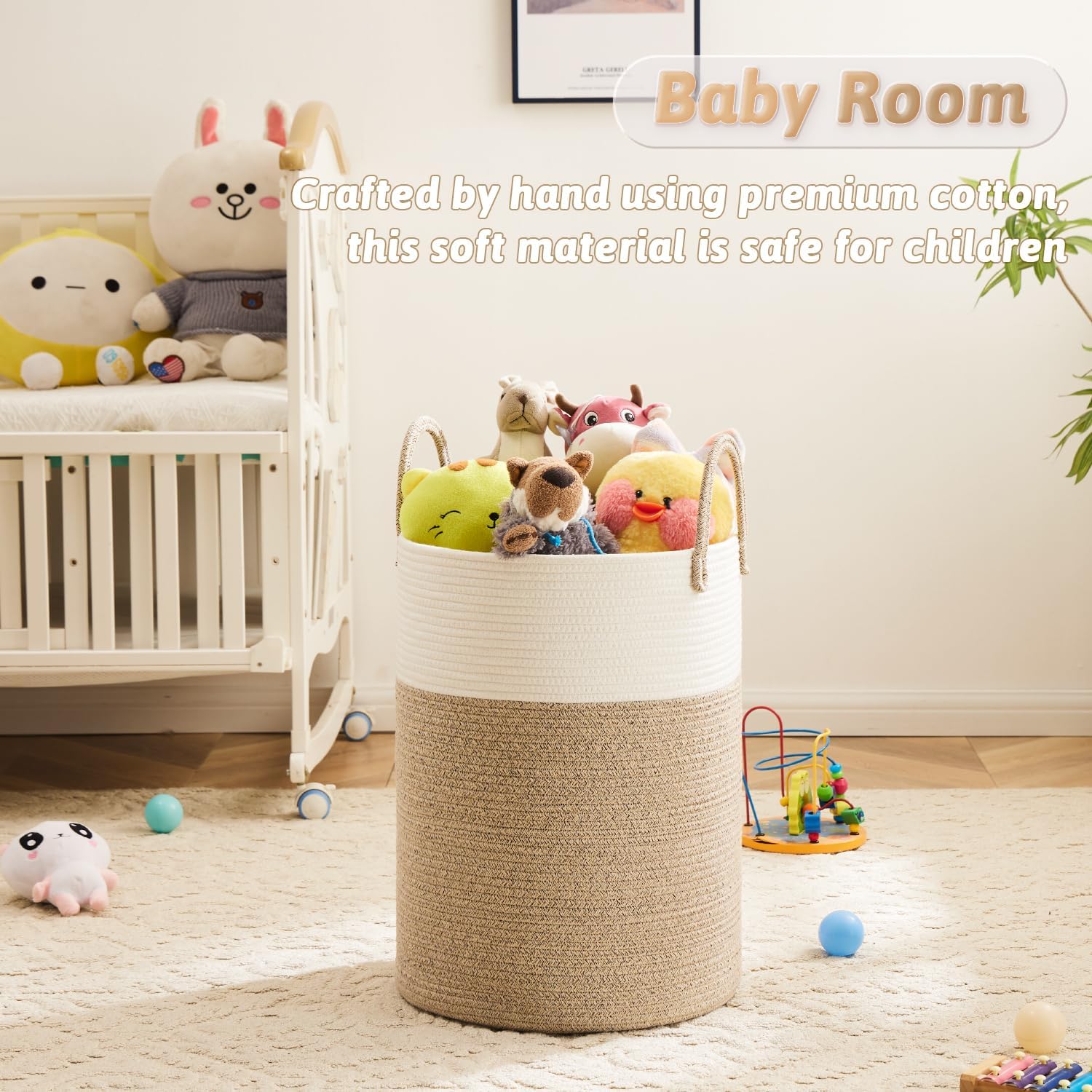 Laundry Basket,Woven Cotton Ro - Baby Nursery Basket ulasan dan harga