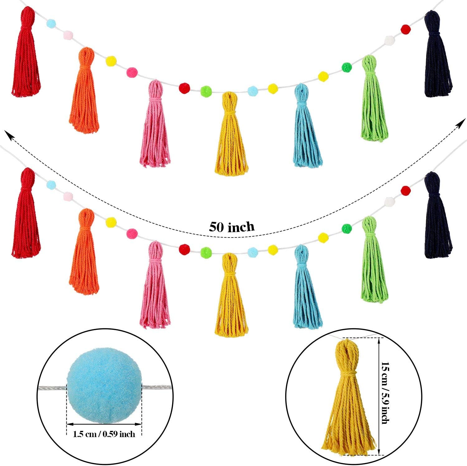 3 Pcs Colorful Rainbow Boho Ta - Baby Nursery Fabric ulasan dan harga