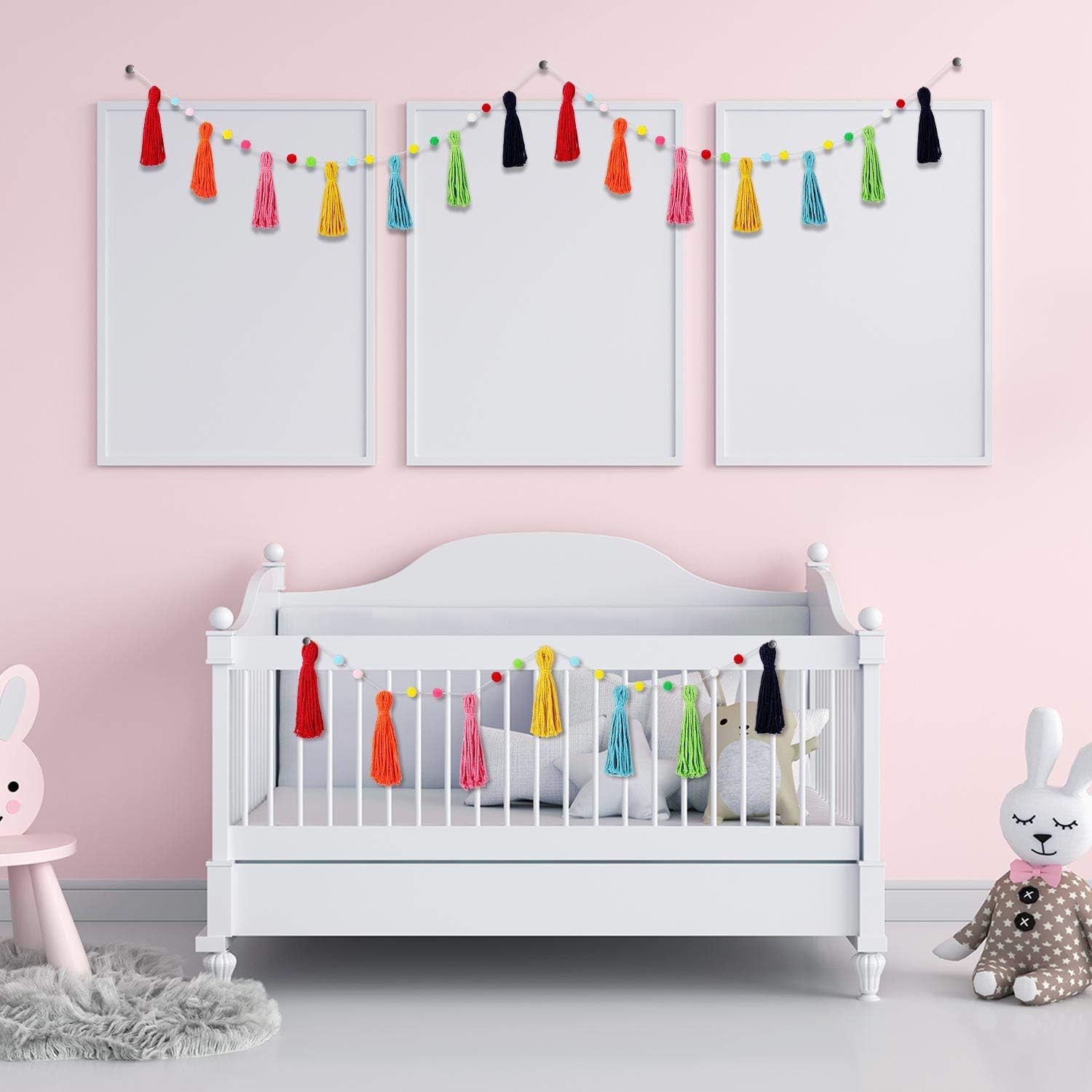 3 Pcs Colorful Rainbow Boho Ta - Baby Nursery Fabric ulasan dan harga