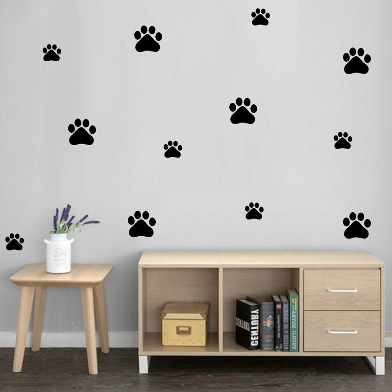 Cartoon Dog Cat Walking Paw Pr - Baby Nursery Wall Mural ulasan dan harga