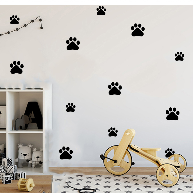 Cartoon Dog Cat Walking Paw Pr - Baby Nursery Wall Mural ulasan dan harga