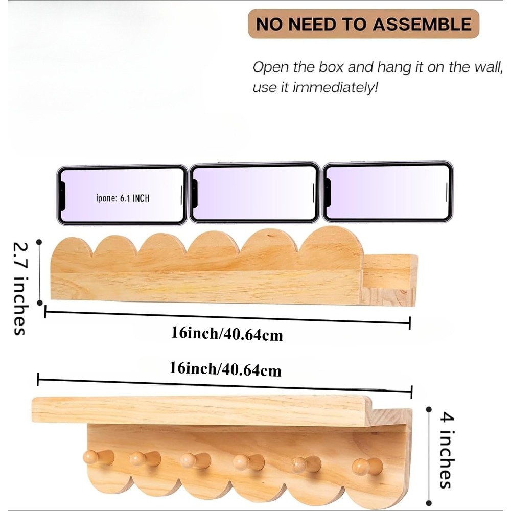 Nursery Book Shelves 3PCS Wood - Baby Nursery Floating Shelves ulasan dan harga