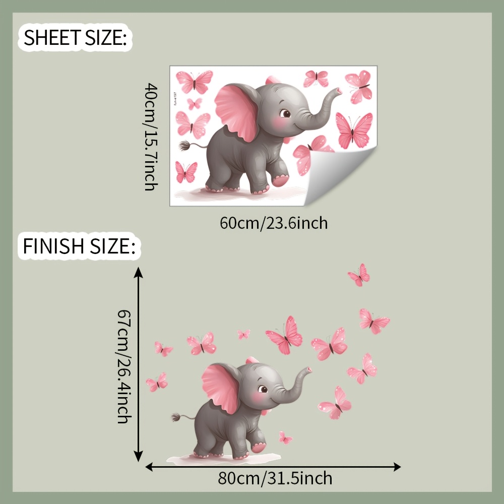 1pc Baby Elephant Butterfly Th - Baby Nursery Elephant Theme ulasan dan harga
