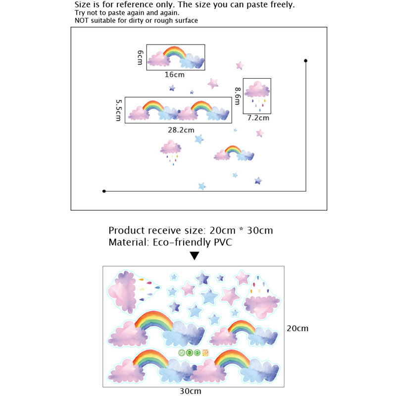 Cartoon Cloud Rainbow Wall Sti - Baby Nursery Layout ulasan dan harga