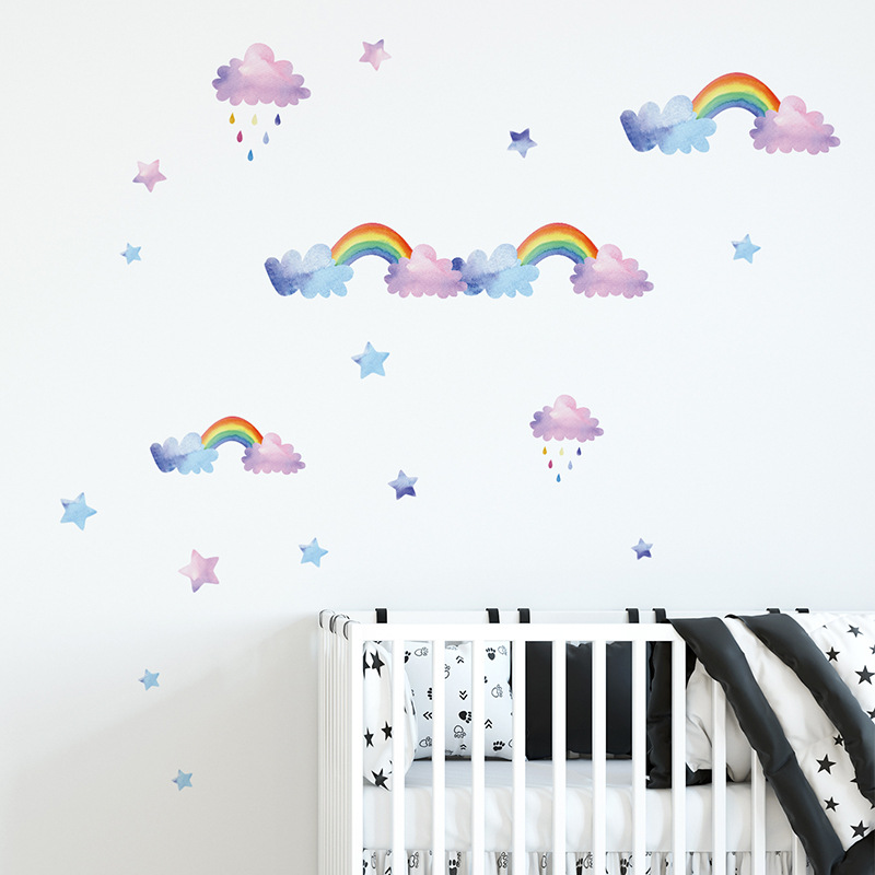 Cartoon Cloud Rainbow Wall Sti - Baby Nursery Layout ulasan dan harga