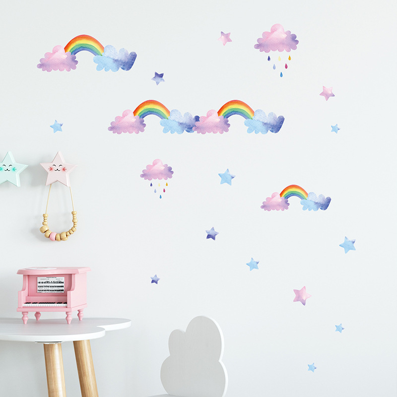 Cartoon Cloud Rainbow Wall Sti - Baby Nursery Layout ulasan dan harga