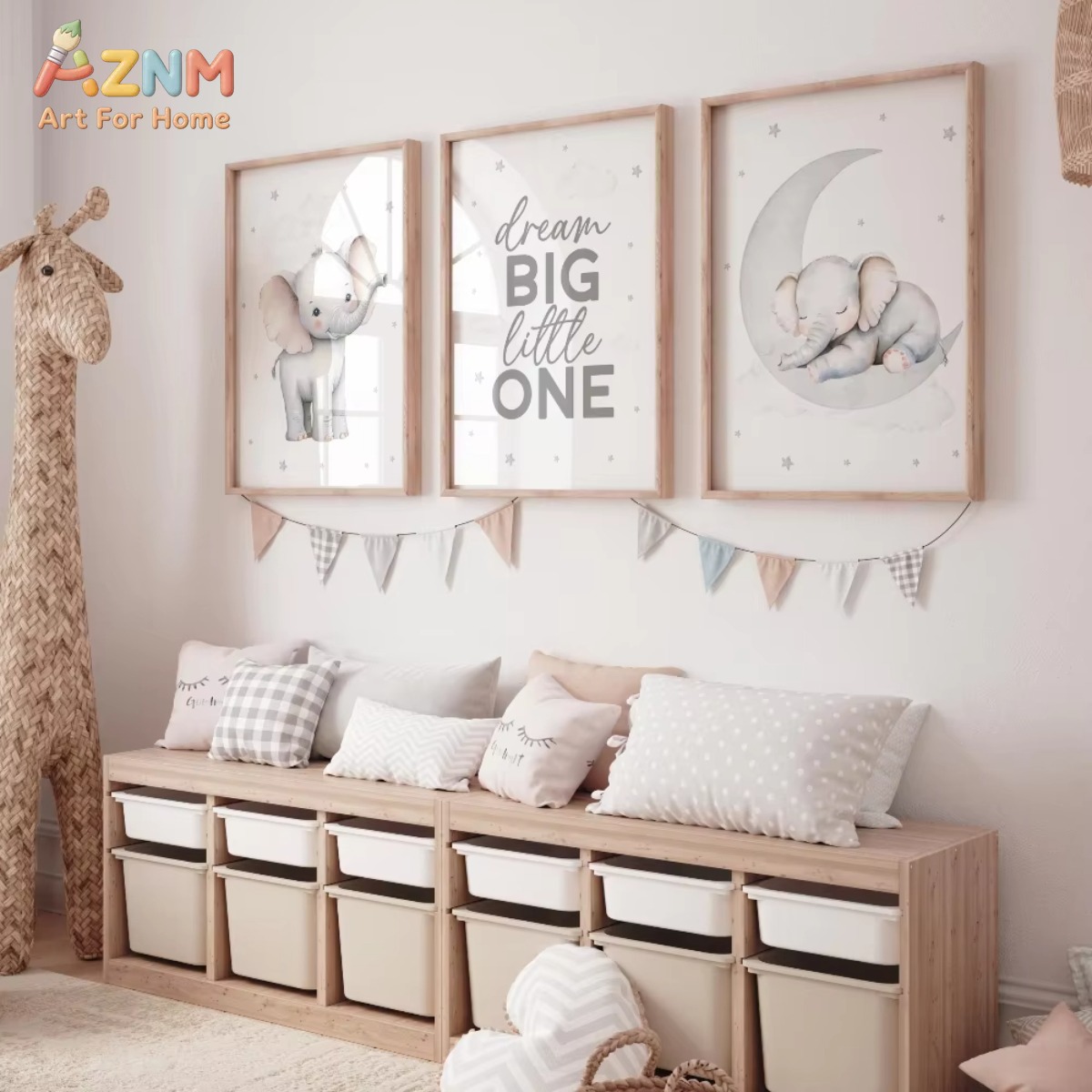 AZNM Elephant Nursery Print Se - Baby Nursery Elephant Theme ulasan dan harga