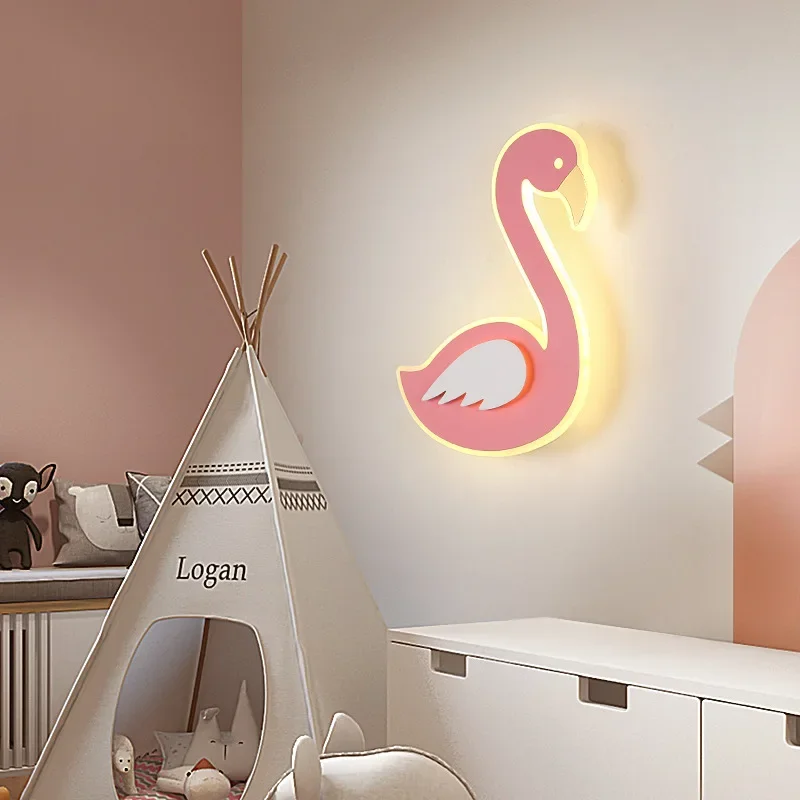 Flamingo LED Wall Lamp, Nordic - Baby Nursery Light Fixture ulasan dan harga