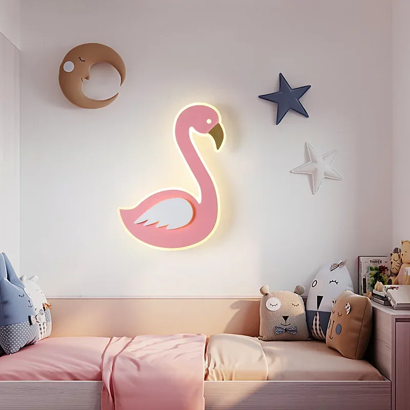 Flamingo LED Wall Lamp, Nordic - Baby Nursery Light Fixture ulasan dan harga