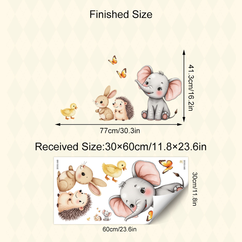Cartoon Animal Wall Sticker -  - Baby Nursery Wall Mural ulasan dan harga