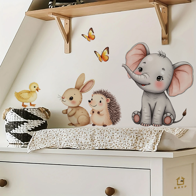 Cartoon Animal Wall Sticker -  - Baby Nursery Wall Mural ulasan dan harga