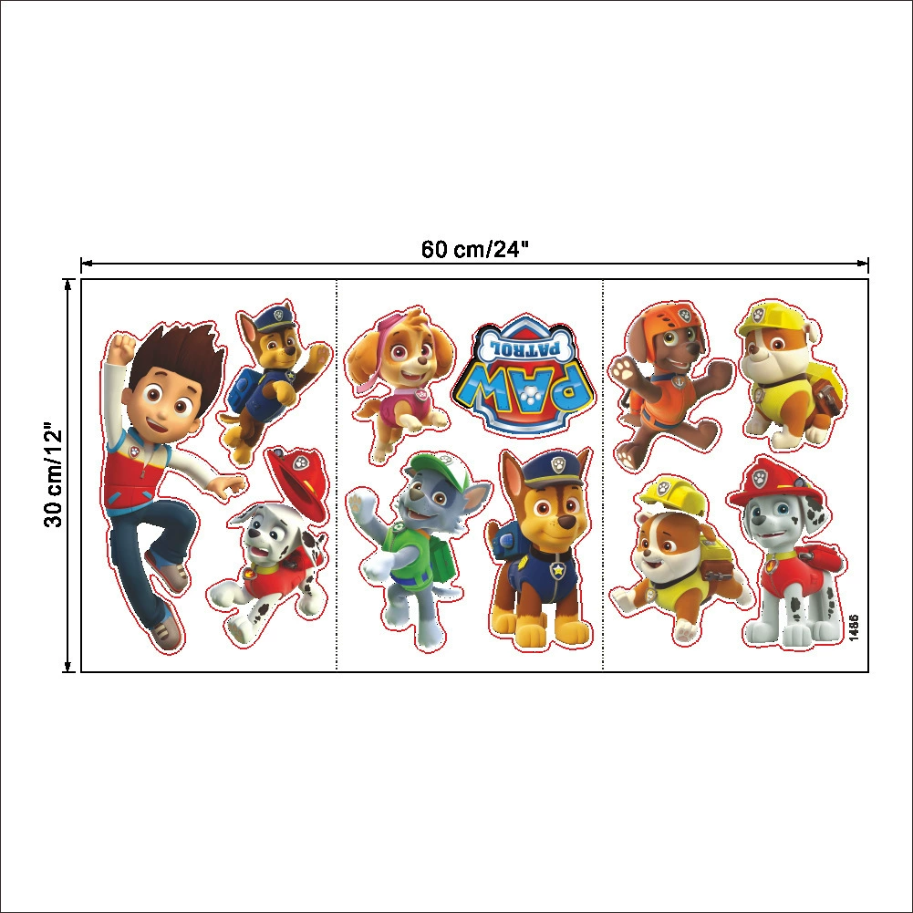 Cartoon Pawed Patrol Wall Stic - Baby Nursery Wall Mural ulasan dan harga