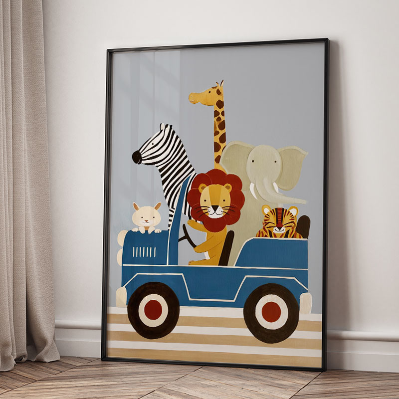 Funny Cartoon Animal Car Ballo - Baby Nursery Fabric ulasan dan harga
