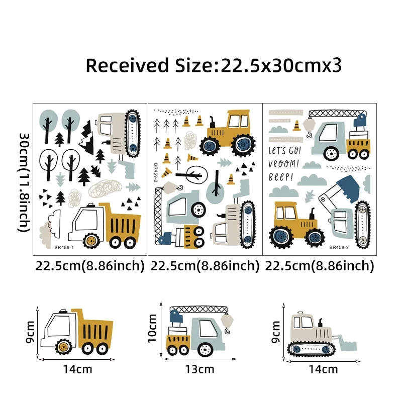 Hand Drawn Cute Cars Cargo Tru - Baby Nursery Wall Mural ulasan dan harga