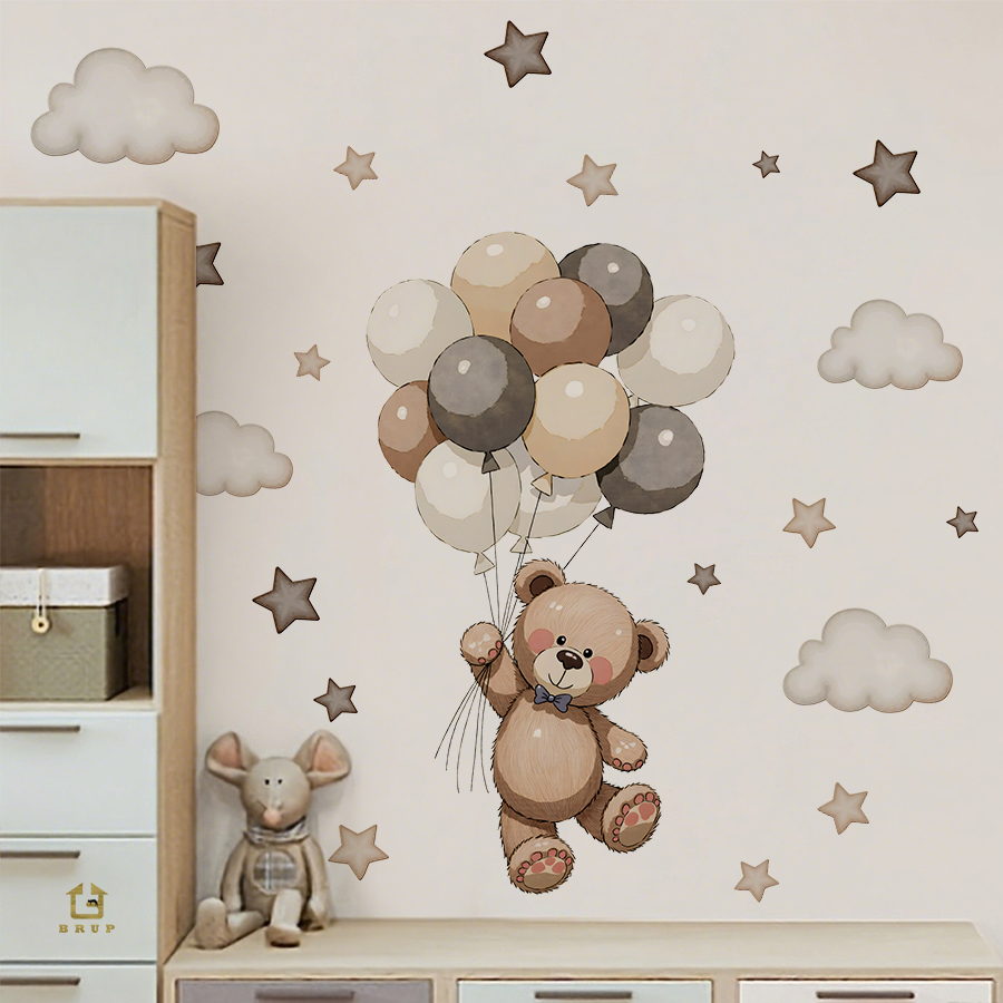Adorable Teddy Bear Wall Decal - Baby Nursery Wall ulasan dan harga