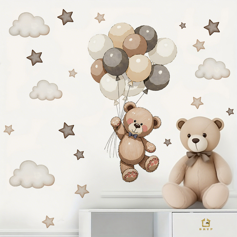 Adorable Teddy Bear Wall Decal - Baby Nursery Wall ulasan dan harga