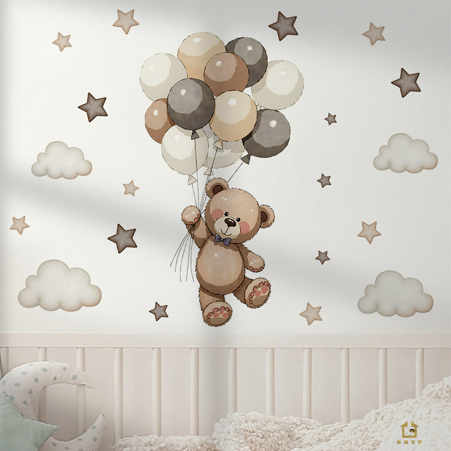 Adorable Teddy Bear Wall Decal - Baby Nursery Wall ulasan dan harga