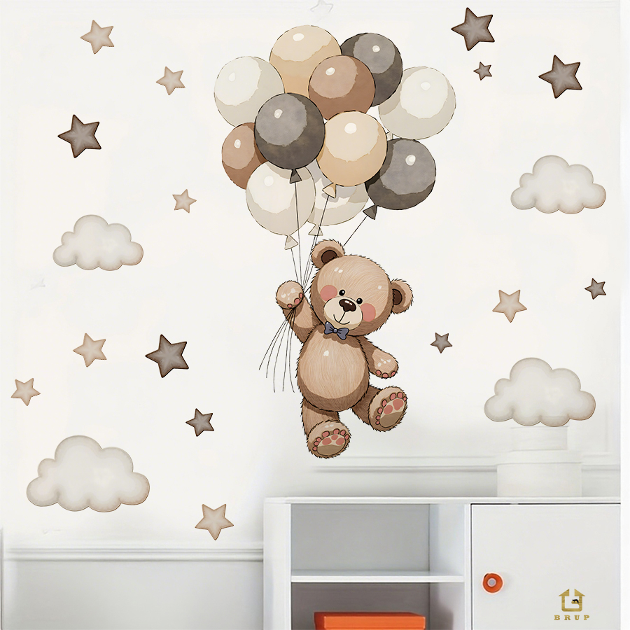 Adorable Teddy Bear Wall Decal - Baby Nursery Wall ulasan dan harga