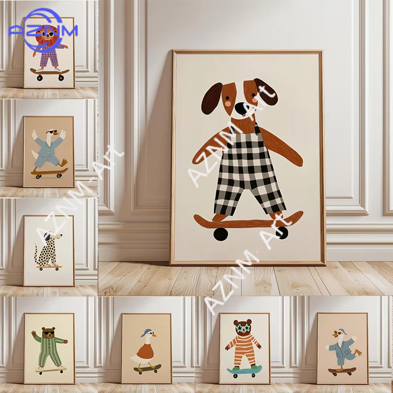1PC Funny Animal Skateboarding - Baby Nursery Fabric ulasan dan harga